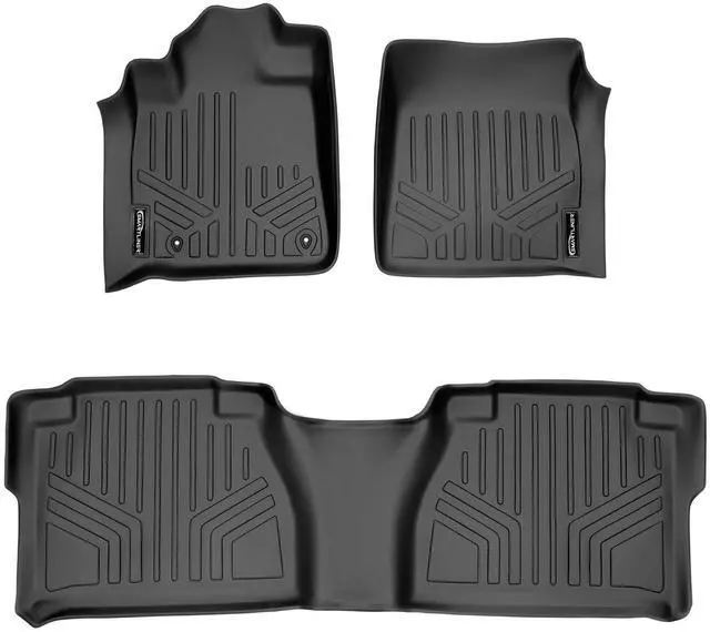 Main image of SMARTLINER Custom Fit Floor Mats 2 Row Liner Set Black Compatible With 2007-2011 Toyota Tundra Double Cab