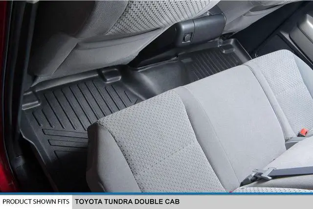 Alt view image 4 of 7 - SMARTLINER Custom Fit Floor Mats 2 Row Liner Set Black Compatible With 2007-2011 Toyota Tundra Double Cab
