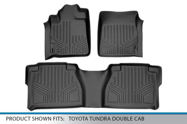 Alt view image 5 of 7 - SMARTLINER Custom Fit Floor Mats 2 Row Liner Set Black Compatible With 2007-2011 Toyota Tundra Double Cab