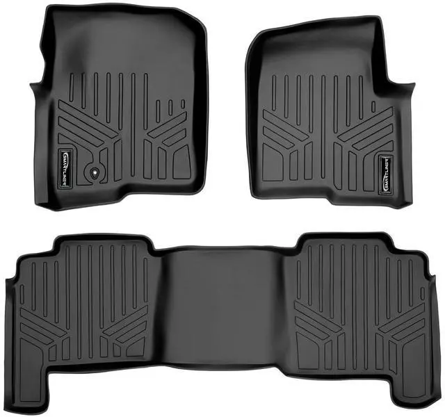 Main image of SMARTLINER Floor Mats 2 Row Liner Set Black Compatible With 2004-2008 Ford F-150 SuperCrew Cab / 2006-2008 Lincoln Mark LT Crew Cab