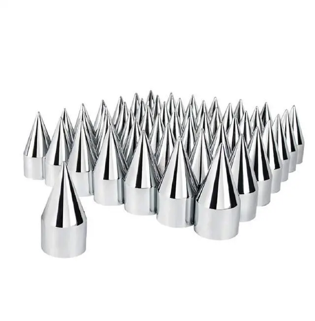 Main image of United Pacific 10770Cb - Wheel Lug Nut Cover Set - 1.5" X 4 1/8" Chrome Plastic Spike Nut Cover - Push-On (60 Pack)