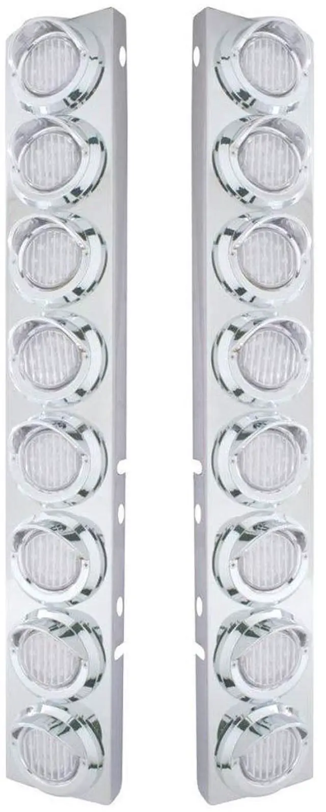 Main image of United Pacific 33601 - Ss Front Air Cleaner Light Bar With Bracket For Peterbilt Trucks - Clearance/Marker Light, Amber