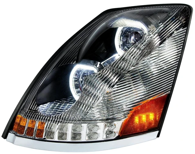 Main image of United Pacific 35749 Headlight Assembly, LED, LH, Chrome Housing, High/Low Beam, with 18 LED Amber Signal (Sequential), 100 LED White DRL, 6 LED Side Marker