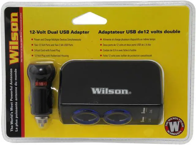 Alt view image 2 of 7 - Wilson Antennas 12-Volt Dual 2.4A USB Adapter with 3' Cord 12-Volt Adapters
