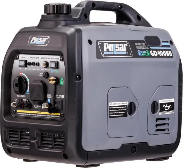 Alt view image 4 of 14 - Pulsar Products GD400BN, 4000W Portable super-quiet Dual Fuel & Parallel Capability, CARB Compliant Inverter Generator, ultra-lightweight and RV Ready, 4000-Watt Gray