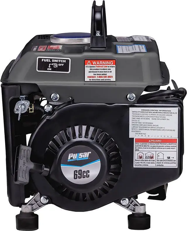 Alt view image 2 of 3 - Pulsar G1200SG Portable Gas-Powered Generator with Carrying Handle, 1200W, Black/Gray