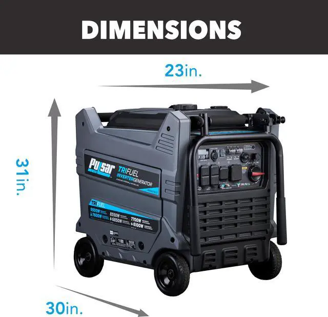 Alt view image 3 of 7 - Pulsar 9500W Tri-Fuel Inverter Generator w/Remote Start & CO Sentry GS95TiSCO