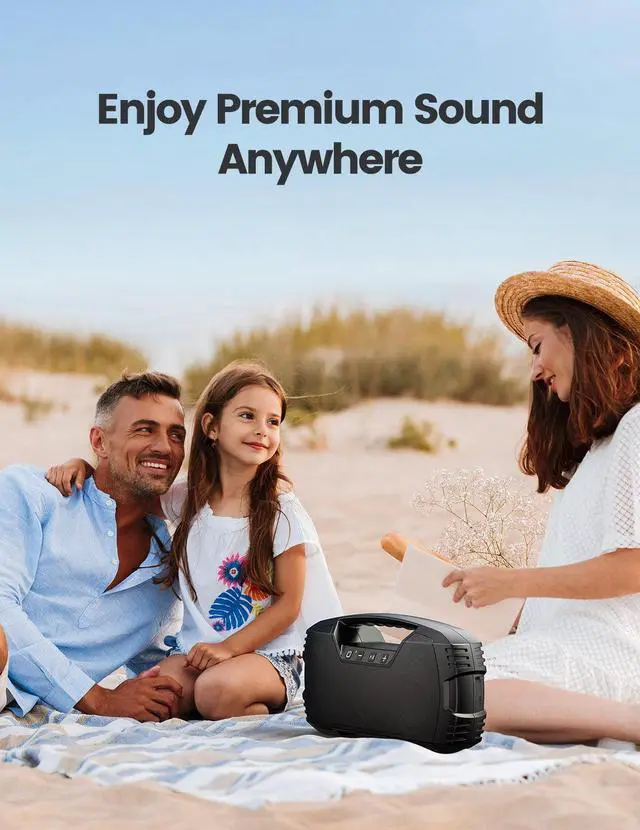 Alt view image 3 of 7 - Bluetooth Speakers,Waterproof Portable Indoor/Outdoor 30W Wireless Stereo Pairing Booming Bass Speaker,30-Hour Playtime with 8800mAh Power Bank,Durable for Home Party,Camping(Black)
