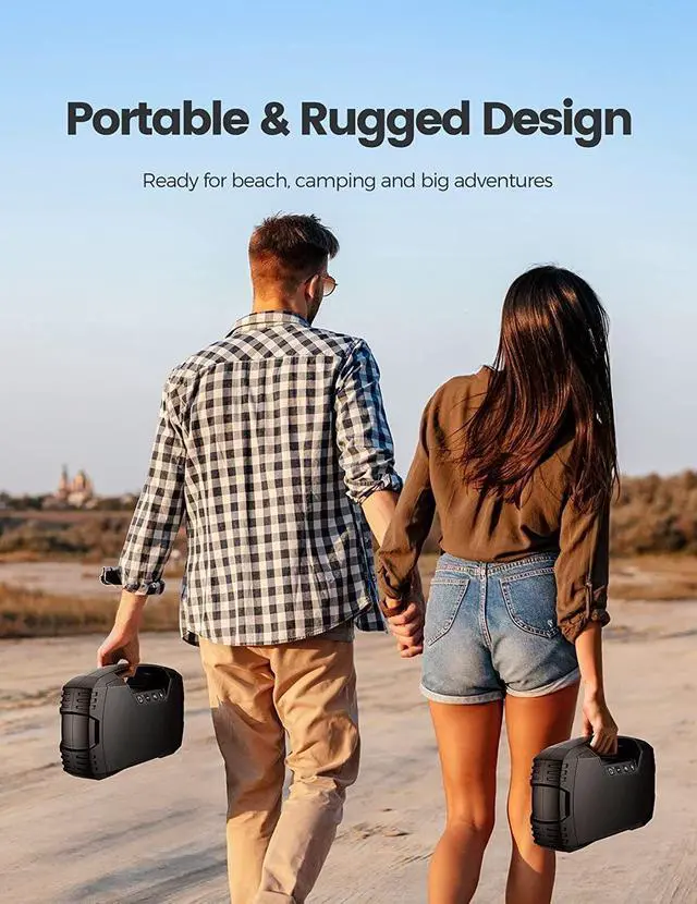 Alt view image 2 of 7 - Bluetooth Speakers,Waterproof Portable Indoor/Outdoor 30W Wireless Stereo Pairing Booming Bass Speaker,30-Hour Playtime with 8800mAh Power Bank,Durable for Home Party,Camping(Black)