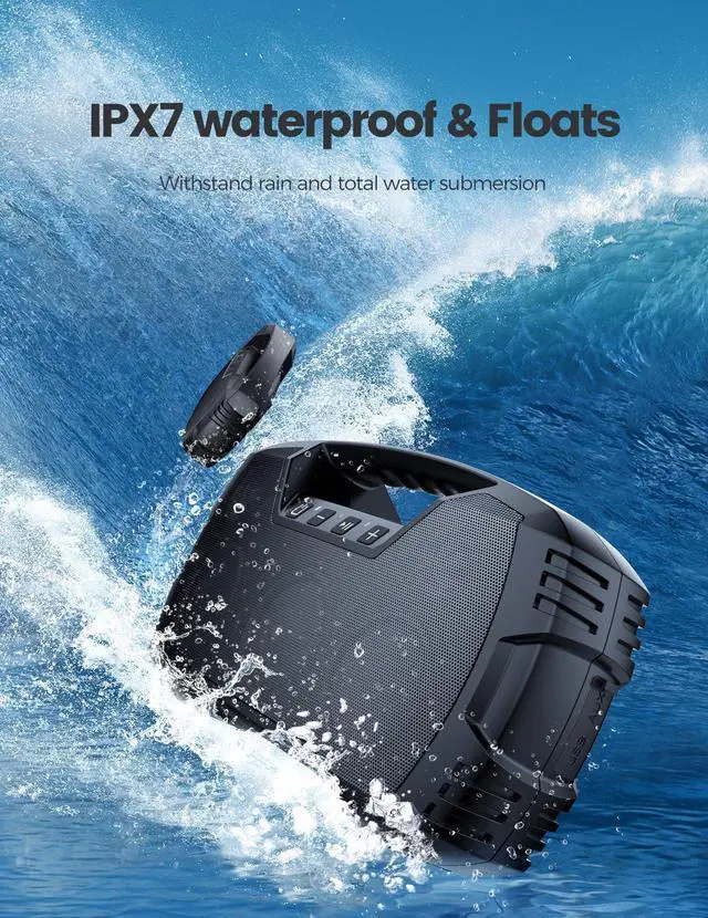 Alt view image 4 of 7 - Bluetooth Speakers,Waterproof Portable Indoor/Outdoor 30W Wireless Stereo Pairing Booming Bass Speaker,30-Hour Playtime with 8800mAh Power Bank,Durable for Home Party,Camping(Black)