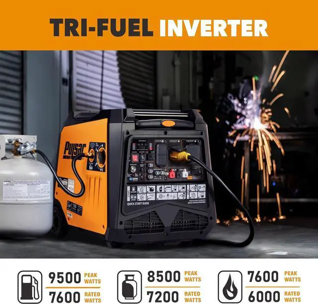 Alt view image 2 of 7 - Pulsar 9500 Watt Tri Fuel Portable Inverter Generator, Remote Electric Start, CO Sensor, Parallel Capable, Super Quiet, Use for RV, Camping, Outdoor & Home, Gasoline, Propane, Natural Gas -NED95TiSRCO