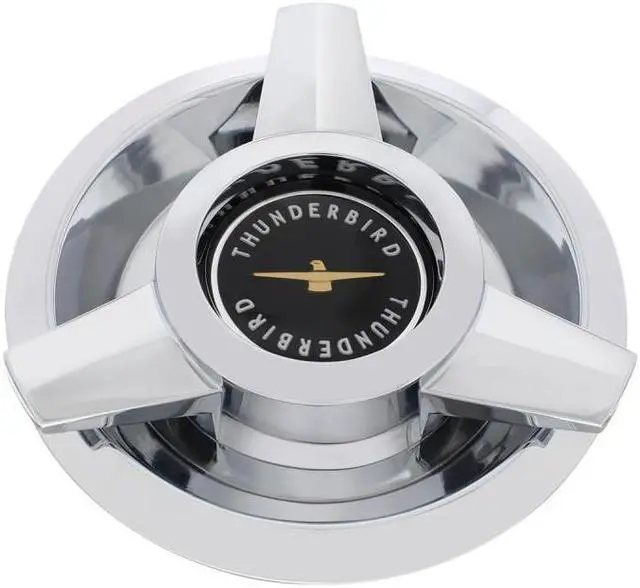 Main image of United Pacific Industries 1962-63 Ford Thunderbird Chrome Wire Wheel Hubcap With Black Center Emblem Wheel Accessory F626301