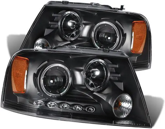 Main image of Cg Ford F-150 04-08 Projector Headlight 2 Halo L.E.D Black Clear Amber 02-Az-Ff04-Pbc-Led-2R-A Pair