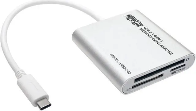 Alt view image 6 of 15 - Tripp Lite U452-003 USB 3.1 Gen 1 USB Type-C (USB-C) Multi-Drive Smart-Card Flash-Memory Media Reader/Writer (U452-003)