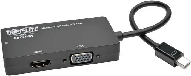 Alt view image 2 of 16 - Tripp Lite 6In Mini Displayport To Vga / Dvi / Hdmi Adapter Converter 4Kx 2K 6"
