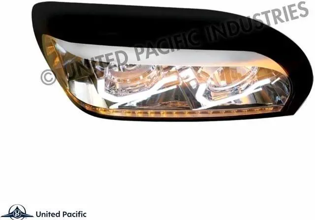 Alt view image 5 of 5 - United Pacific Chrome Century Headlight With LED Turn Signal & LED Position Light Bar - Passenger 31204
