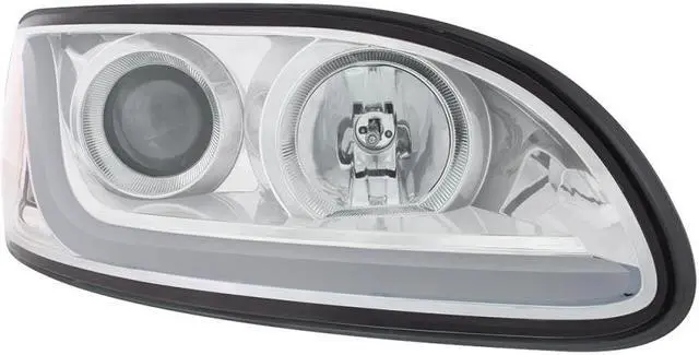 Alt view image 4 of 4 - United Pacific Chrome Peterbilt 382/384/386/387 Projection Headlight With Dual Function LED Position Light Bar - Passenger 31253