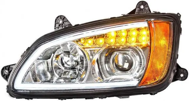 Main image of United Pacific Chrome Projection Headlight With LED Turn Signal & LED Position Light For 2008+ Kenworth T660 - Driver 32779