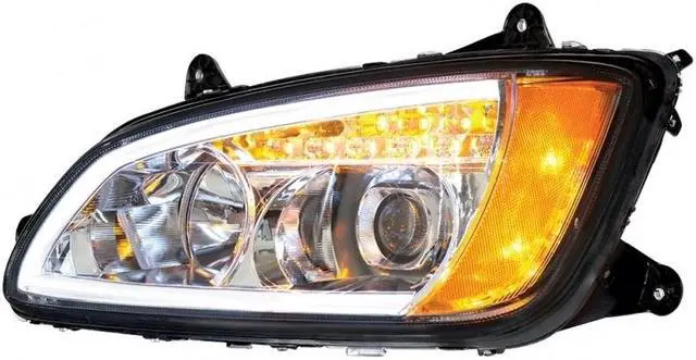 Alt view image 3 of 7 - United Pacific Chrome Projection Headlight With LED Turn Signal & LED Position Light For 2008+ Kenworth T660 - Driver 32779