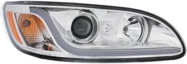 Alt view image 2 of 4 - United Pacific Chrome Peterbilt 382/384/386/387 Projection Headlight With Dual Function LED Position Light Bar - Passenger 31253