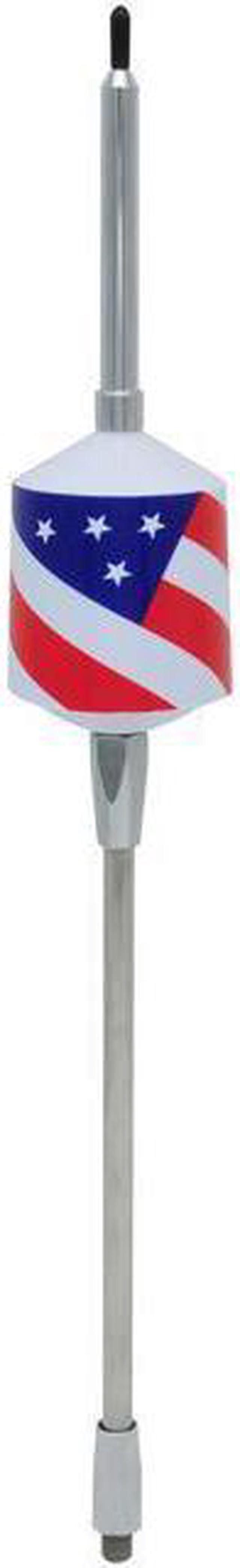 Main image of Wilson Antennas 305FLAG T2000 Series Mobile CB Trucker Antenna with 10" Shaft, White w/US Flag