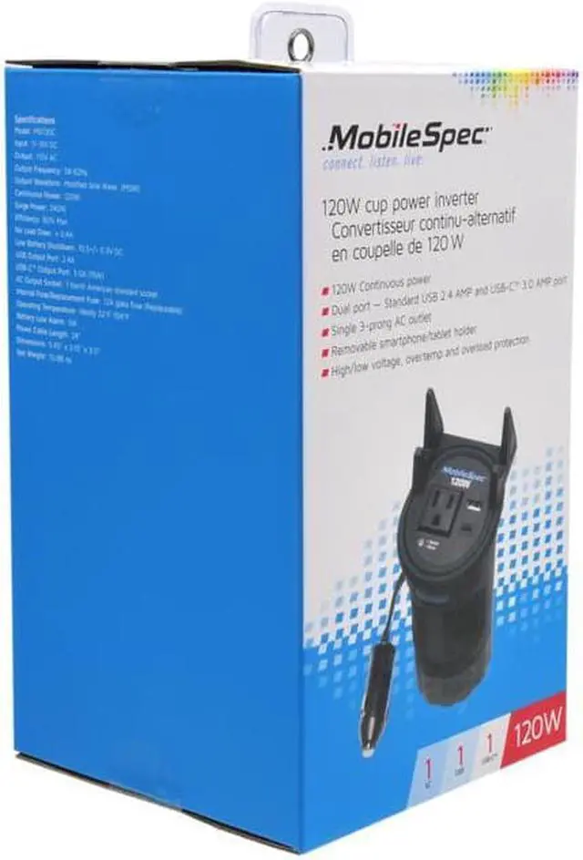 Alt view image 4 of 16 - MobileSpec MSI120C 120W Cup Power Inverter