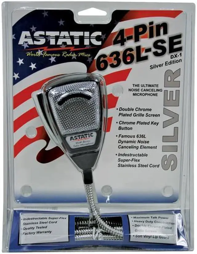 Alt view image 2 of 12 - ASTATIC TM 302-10001SE 636LSE NOISE CANCELING 4-PIN CB MICROPHONE  SILVER EDITION