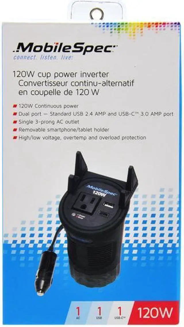 Alt view image 3 of 16 - MobileSpec MSI120C 120W Cup Power Inverter