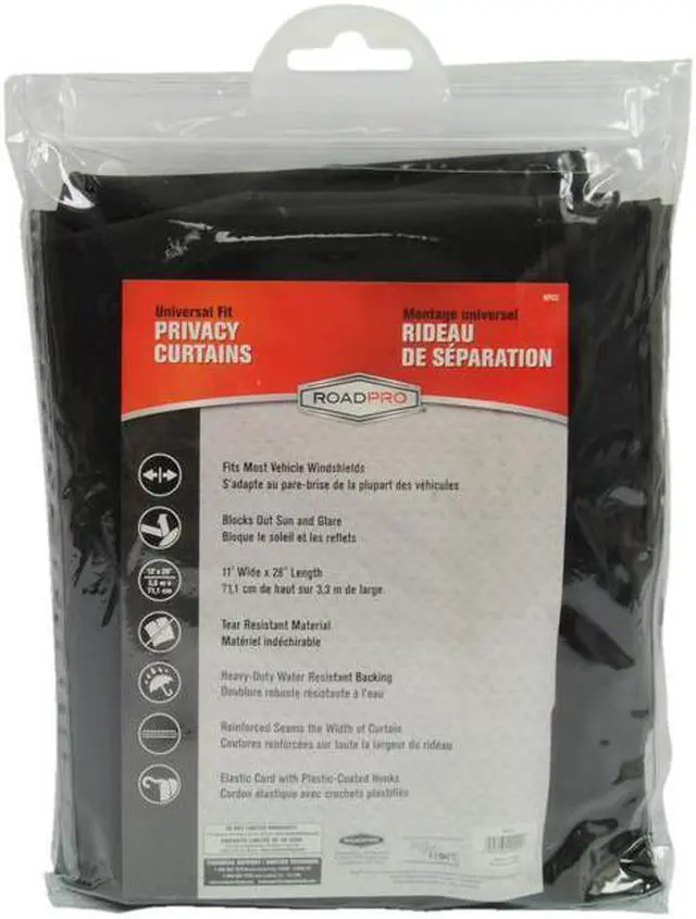 Alt view image 5 of 15 - RoadPro RPCC 28 in.L x 11 ft.W Single Privacy Cab Curtain - Black