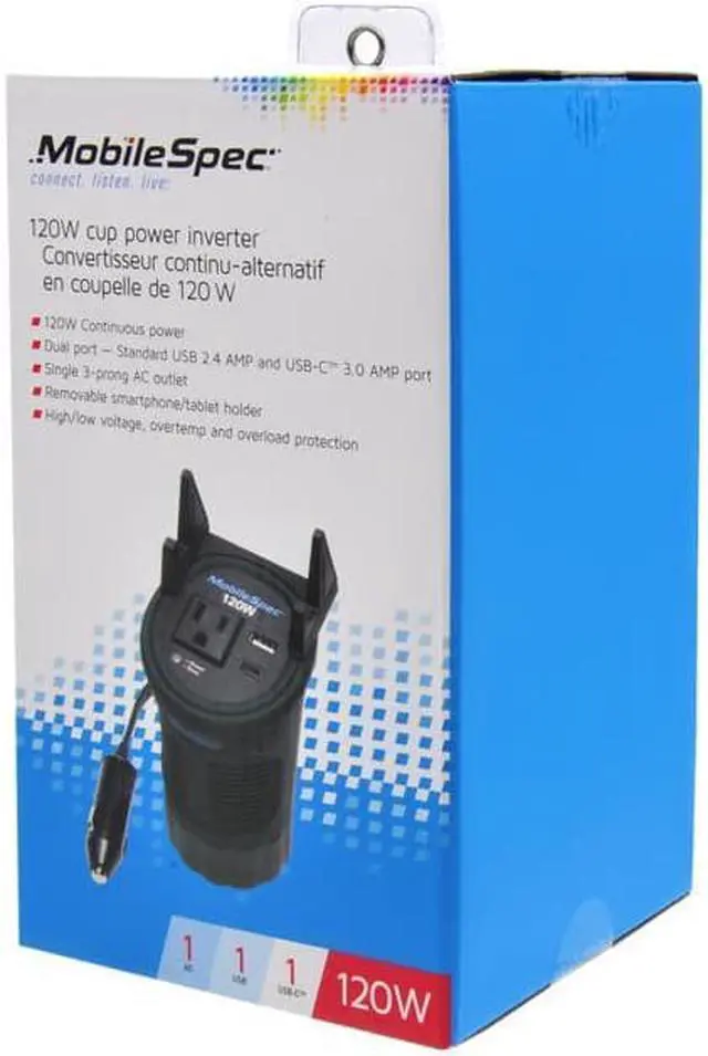 Alt view image 5 of 16 - MobileSpec MSI120C 120W Cup Power Inverter