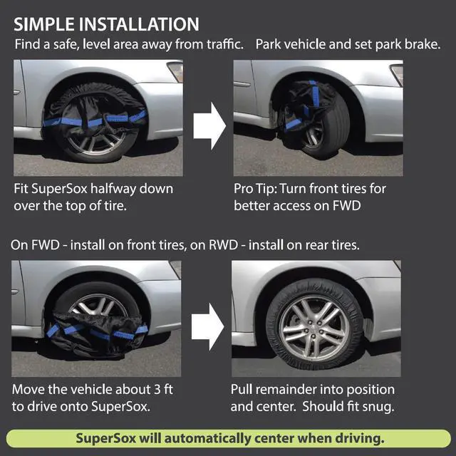 Alt view image 2 of 3 - SCC S100 HD SuperSox Tire Traction with Reinforced Studded Urethane Pads, Set of 2
