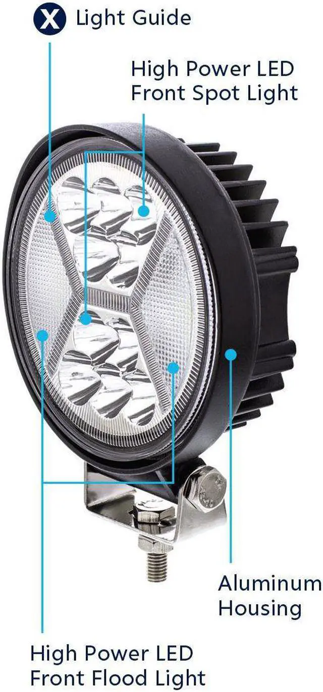 Alt view image 3 of 4 - United Pacific 36457 4.5" 24 High Power LED Work Light With "X" White Light Guide