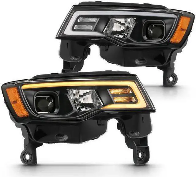 Alt view image 2 of 6 - CG Headlights Jeep Grand Cherokee 17-18 H.L. Projector Switchback H.L. Black Amber 02-AZ-JGC17-PBC-P-A Set