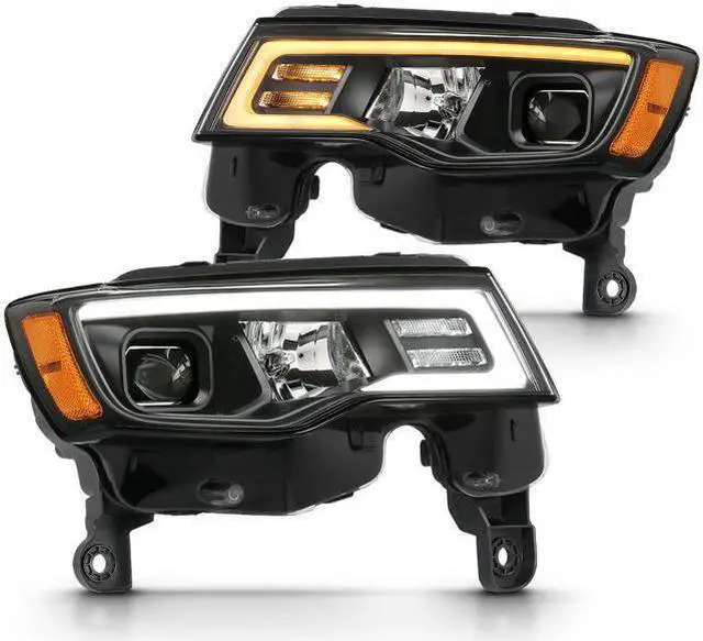 Alt view image 3 of 6 - CG Headlights Jeep Grand Cherokee 17-18 H.L. Projector Switchback H.L. Black Amber 02-AZ-JGC17-PBC-P-A Set
