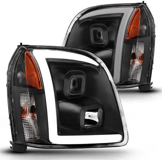 Main image of CG Headlights Gmc Yukon/Yukon Xl/Denali/Xl Denal 07-10 Pro H.L Halo Plank Style Black Amber 02-AZ-CD07-PBC-P-A Set