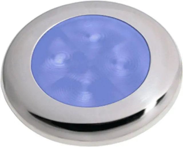 Alt view image 2 of 4 - Hella Marine Polished Stainless Steel Rim Led Courtesy Lamp - Blue