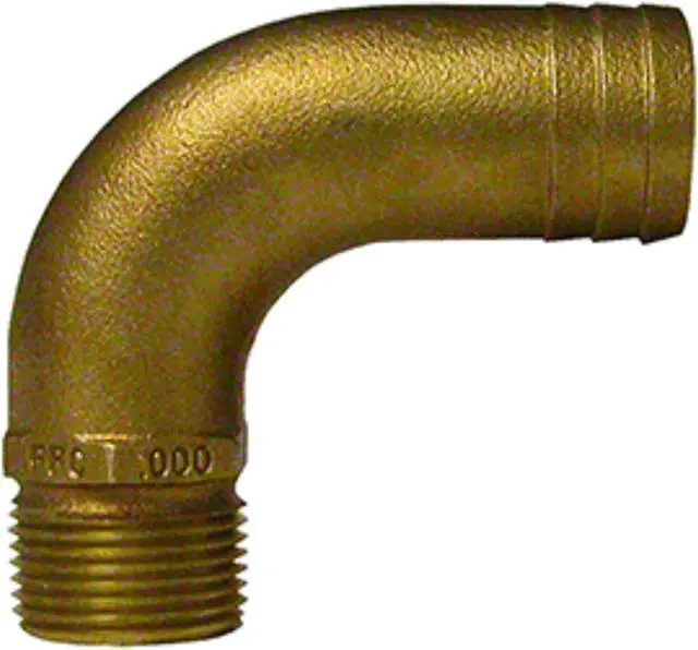 Alt view image 2 of 6 - Groco 1" Npt X 1-1/4" Id Bronze Full Flow 90° Elbow Pipe To Hose Fitting