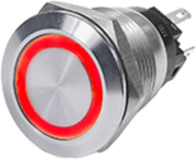 Alt view image 4 of 15 - Push Switch, Stain., Off-On, Red, 10A