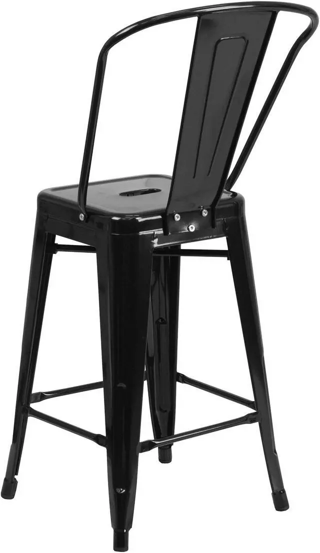 Alt view image 10 of 20 - Flash Furniture Metal Indoor/Outdoor Stool, 24", Black
