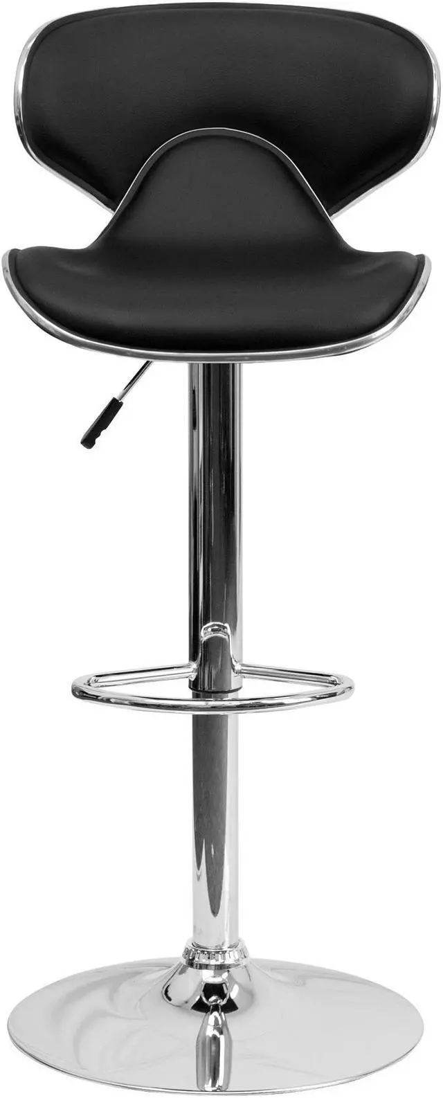 Alt view image 13 of 20 - Contemporary Cozy Mid-Back Black Vinyl Adjustable Height Barstool with Chrome Base