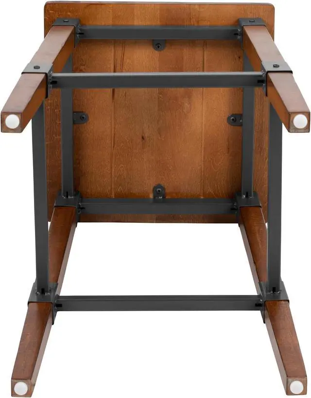 Alt view image 19 of 20 - 2 Pack Rustic Antique Walnut Industrial Wood Dining Backless Barstool