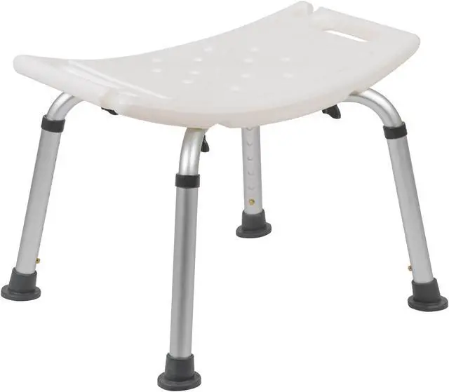 Alt view image 14 of 20 - HERCULES Series Tool-Free and Quick Assembly, 300 Lb. Capacity, Adjustable White Bath & Shower Chair with Non-slip Feet