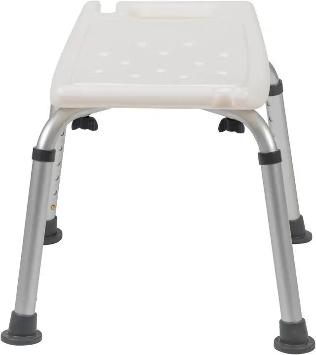Alt view image 18 of 20 - HERCULES Series Tool-Free and Quick Assembly, 300 Lb. Capacity, Adjustable White Bath & Shower Chair with Non-slip Feet