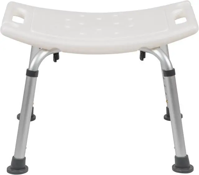 Alt view image 20 of 20 - HERCULES Series Tool-Free and Quick Assembly, 300 Lb. Capacity, Adjustable White Bath & Shower Chair with Non-slip Feet