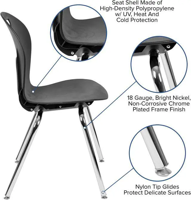 Alt view image 18 of 20 - Advantage Titan Black Student Stack School Chair - 18-inch