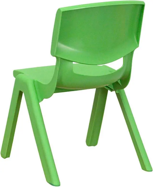 Alt view image 11 of 20 - 2 Pack Green Plastic Stackable School Chair with 10.5'' Seat Height