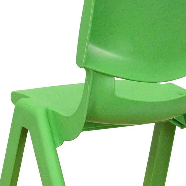 Alt view image 14 of 20 - 2 Pack Green Plastic Stackable School Chair with 10.5'' Seat Height
