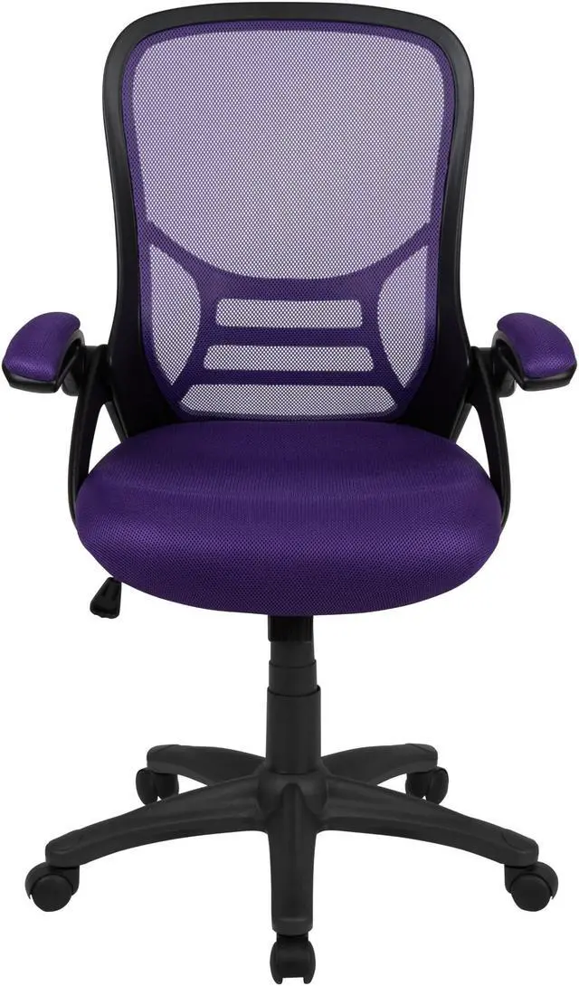 Alt view image 14 of 20 - Flash Furniture Porter Ergonomic Mesh Swivel High Back Office Chair Purple/Black (HL00161BKPUR)