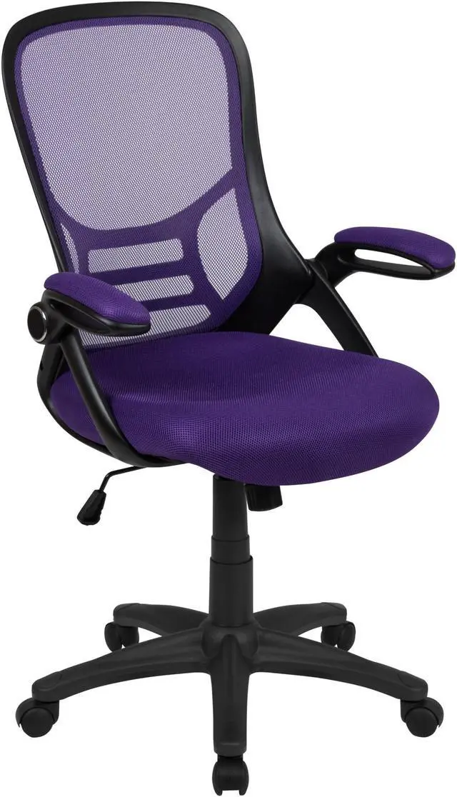 Alt view image 8 of 20 - Flash Furniture Porter Ergonomic Mesh Swivel High Back Office Chair Purple/Black (HL00161BKPUR)
