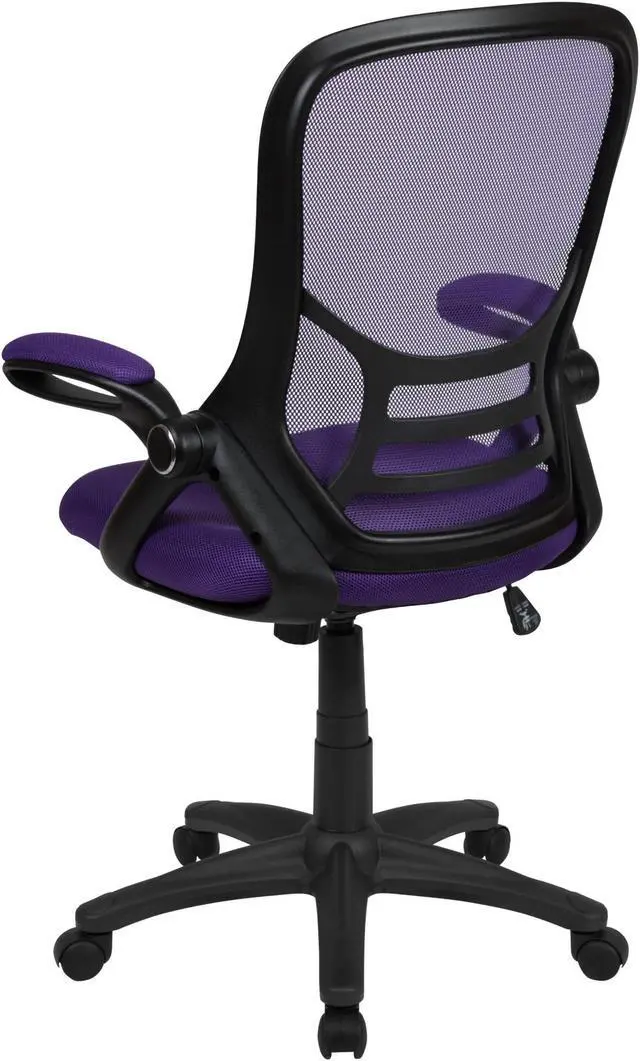 Alt view image 13 of 20 - Flash Furniture Porter Ergonomic Mesh Swivel High Back Office Chair Purple/Black (HL00161BKPUR)